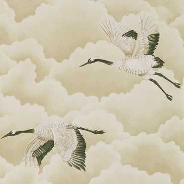 111231 – tapeta Cranes in Flight Pebble Palmetto Harlequin