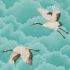111234 – tapeta Cranes in Flight Marine Palmetto Harlequin