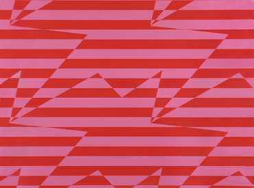 WK809/02 – tapeta Stripey Zig Zag Birds Crimson Kirkby Design x Eley Kishimoto Wallcovering Kirkby Design
