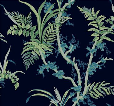 A00026 - panel Wild Ferns Navy Enchanted Coordonne