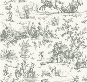 A00037 - panel Bucolic Toile Steel Enchanted Coordonne