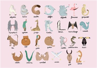 9700141 - panel Animal Alphabet Pinky Mies Coordonne