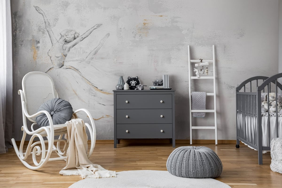 tapeta na wymiar WallArt do salonu – motyw baletnicy na abstrakcyjnym tle