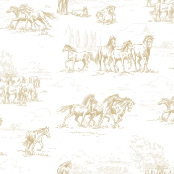 R15592 – fototapeta Horse Herd, Gold Rebel Walls