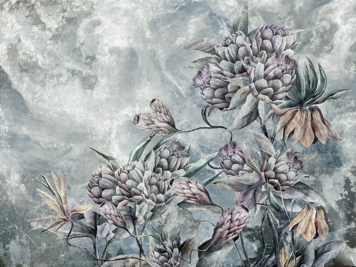 Fototapeta HELICONIA 335 32 2101 WallCraft – kwiatowy mural ścienny w przygaszonej kolorystyce