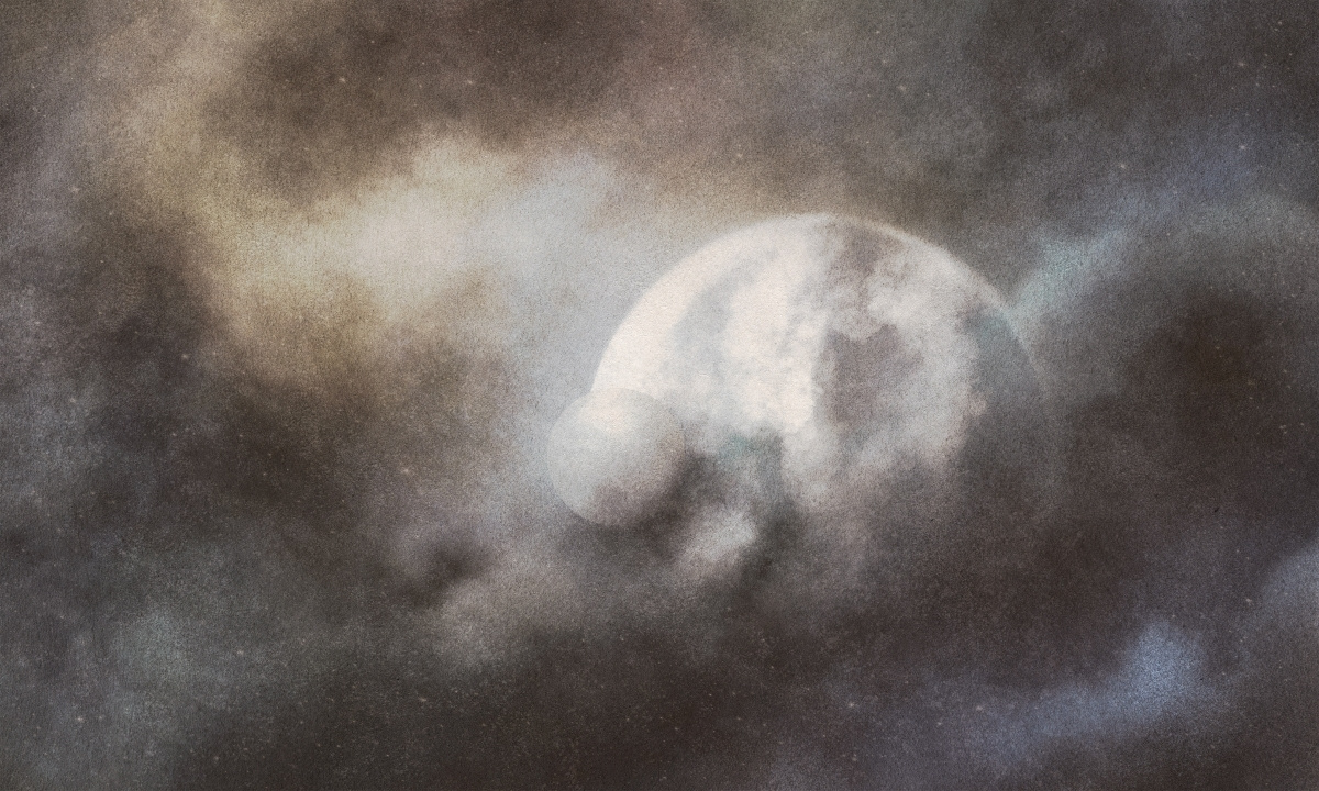 Tapeta artystyczna panoramiczna Seiun – abstrakcyjny motyw w szarościach, widok na cały wzór