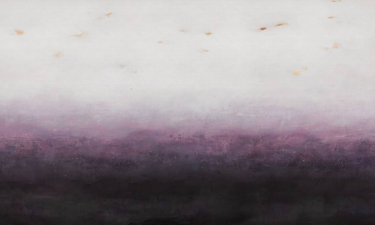 tapeta artystyczna panoramiczna do sypialni Erica – abstrakcyjny fioletowy gradient