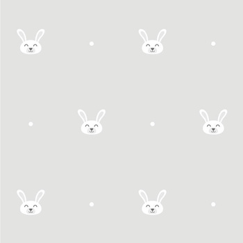 Królicza Impreza - Seria Króliczki - szary - tapeta Wallart