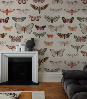 Tapeta Colorful Butterfly Light Beige