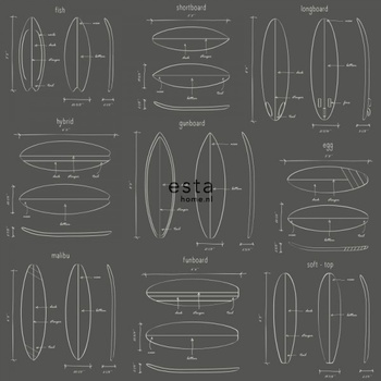 148-128872 - tapeta Technical Drawings Of Surfboards Regatta Crew Esta Home