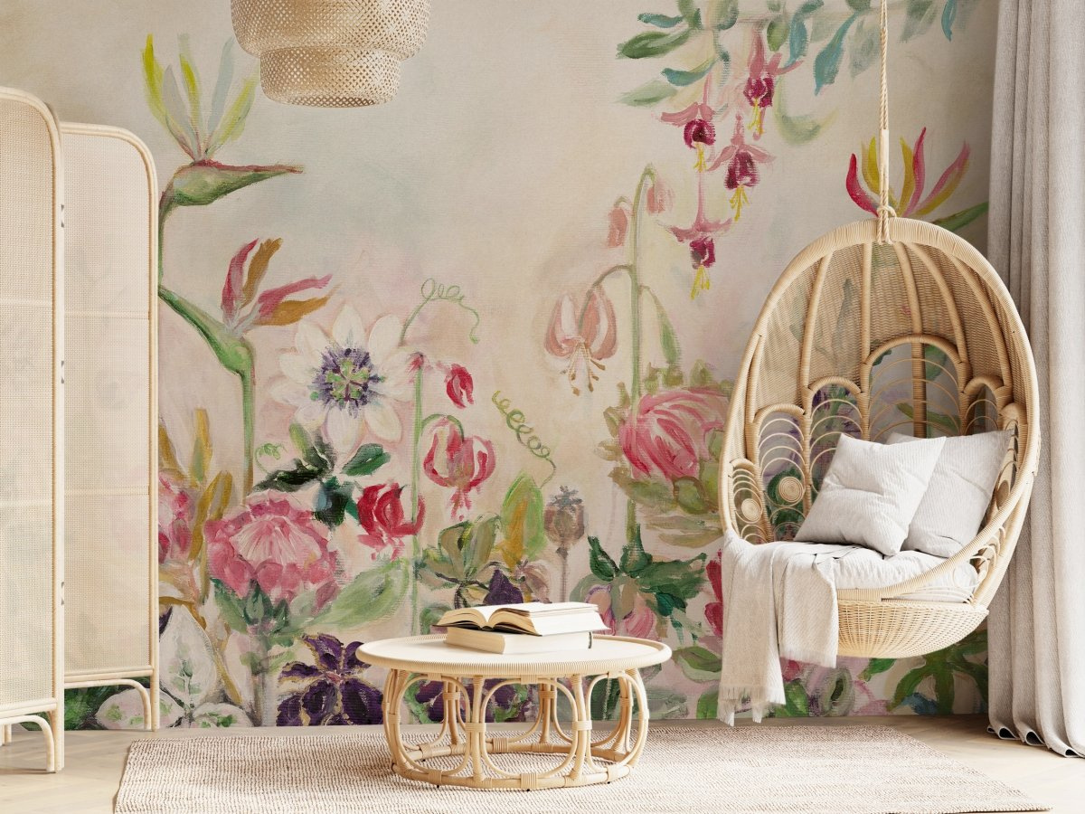 Tutti Frutti – tapeta na wymiar WallArt do salonu z motywem artystycznych kwiatów