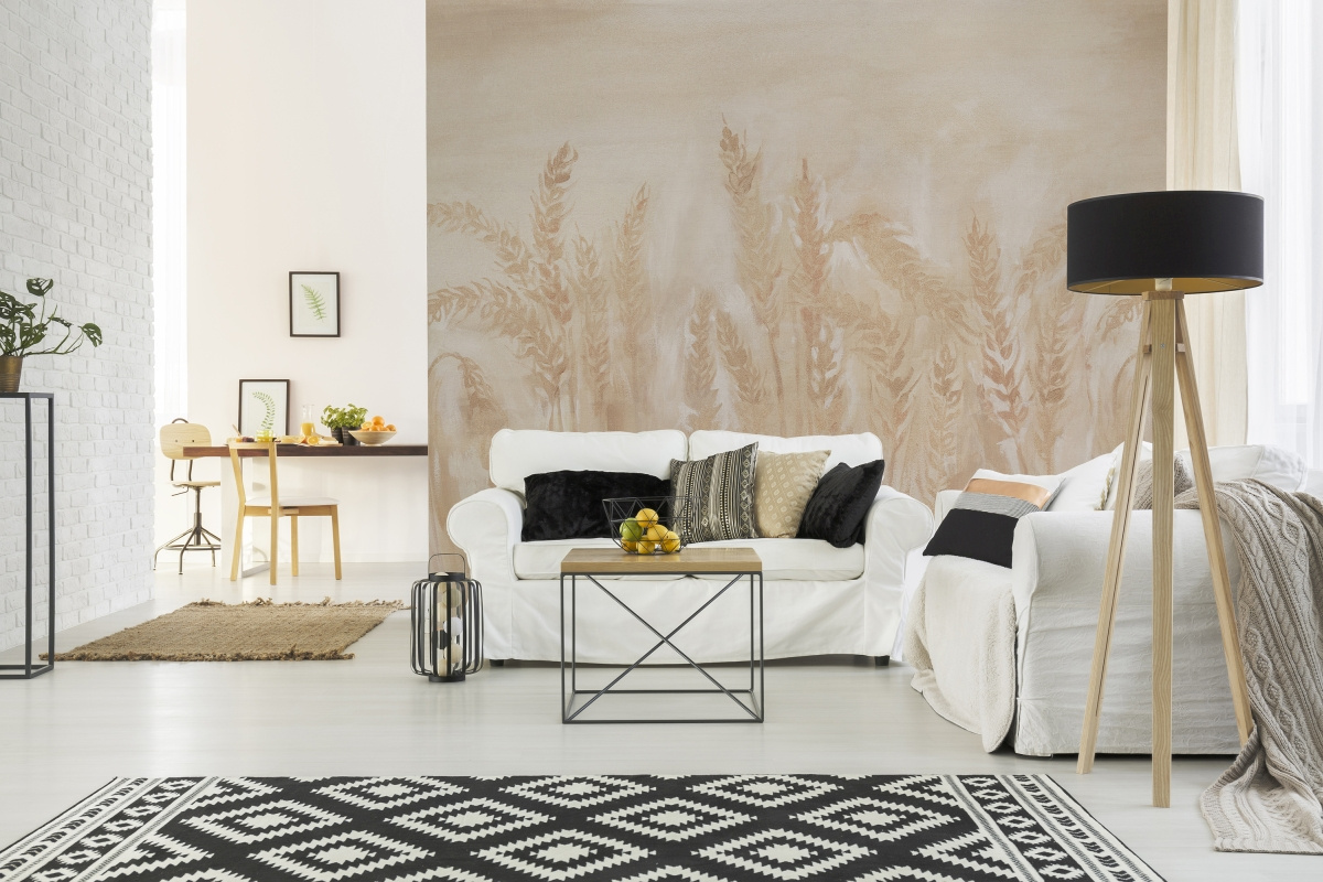 tapeta na wymiar WallArt do salonu – motyw beżowych pól zboża Idyllo Light