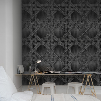 R13562 – fototapeta Denim Trellis, black Rebel Walls