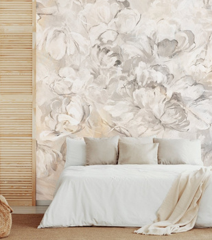 Tapeta w kwiaty na beżowym tle