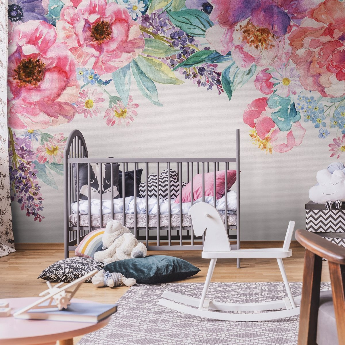 Tapeta na wymiar WallArt do salonu lub pokoju dziecka – akwarelowe kwiaty Nettare Vivid