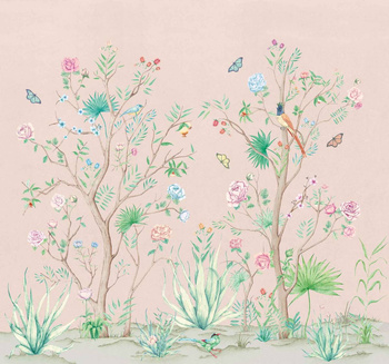 7900011 - panel Peonies Rose Random Chinoiseries Coordonne