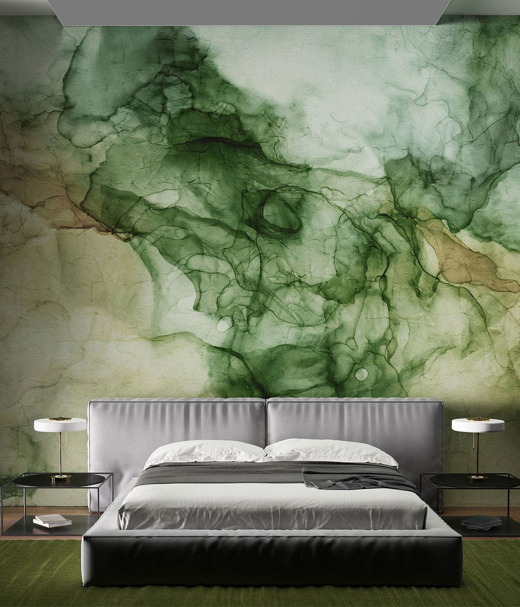 Fototapeta LIGENN 345 31 2101 WallCraft w sypialni – mural w odcieniach zieleni