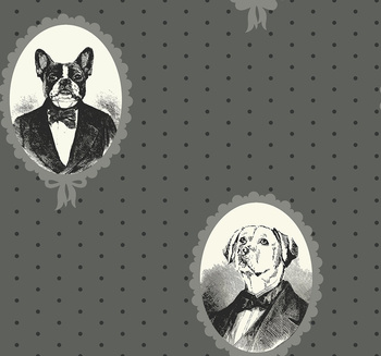 BW21800 - tapeta Dog Portrait Cameos Black & White Paper&Ink Wallquest