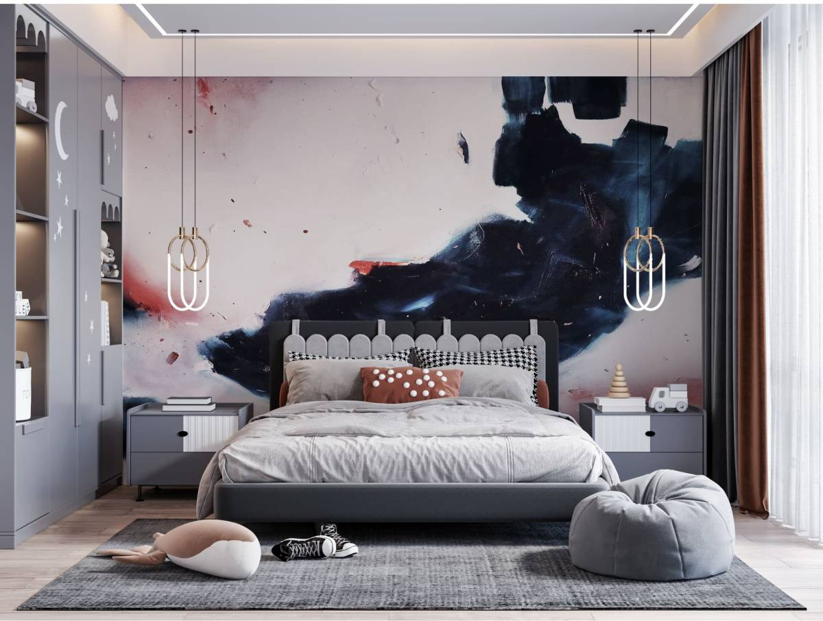 tapeta artystyczna panoramiczna do sypialni – Sogne na ścianie za łóżkiem