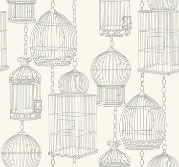 BW21507 - tapeta Bird Cages Black & White Paper&Ink Wallquest