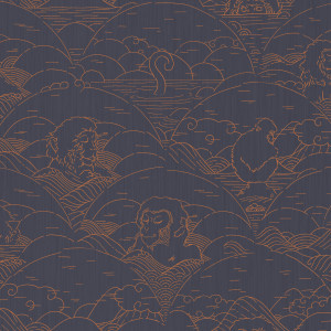 AMO3000 – tapeta Indigo Macaque Tokyo Blue Moooi Arte