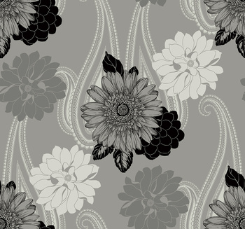 BW20812 - tapeta Floral Paisley Black & White Paper&Ink Wallquest