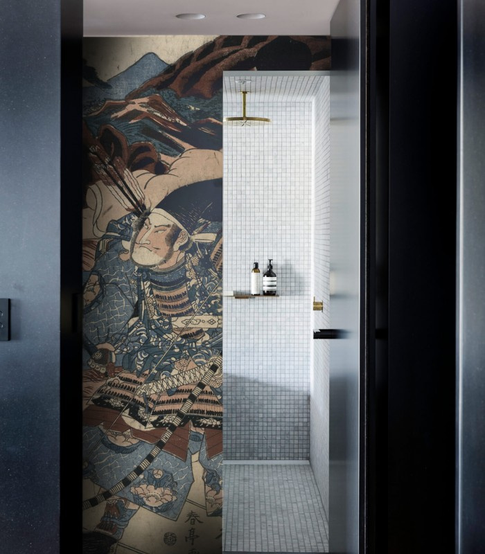 Tapeta Bushido w łazience – artystyczny mural z motywem samurajów
