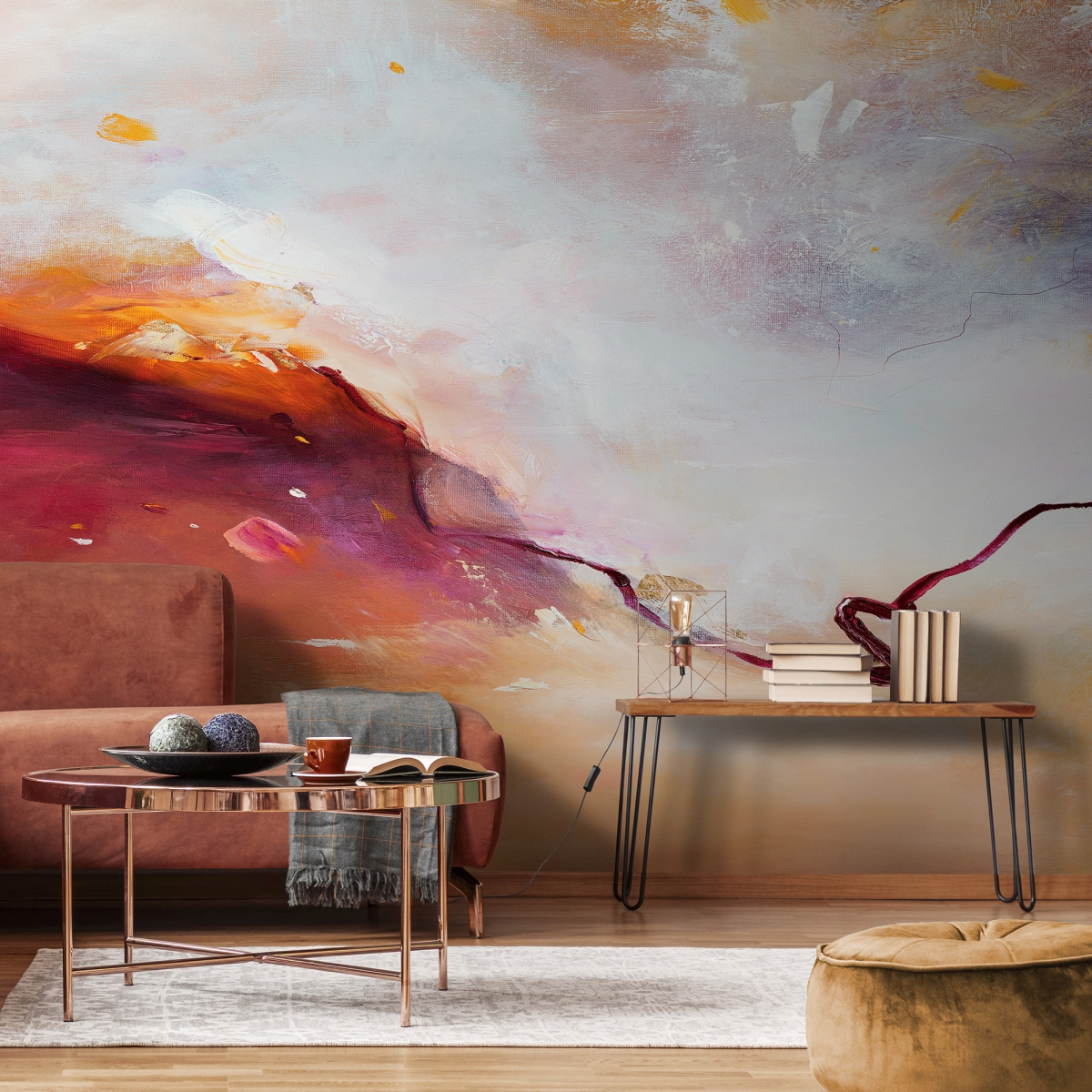 tapeta na wymiar WallArt do salonu – motyw abstrakcyjny Calma w ciepłych odcieniach