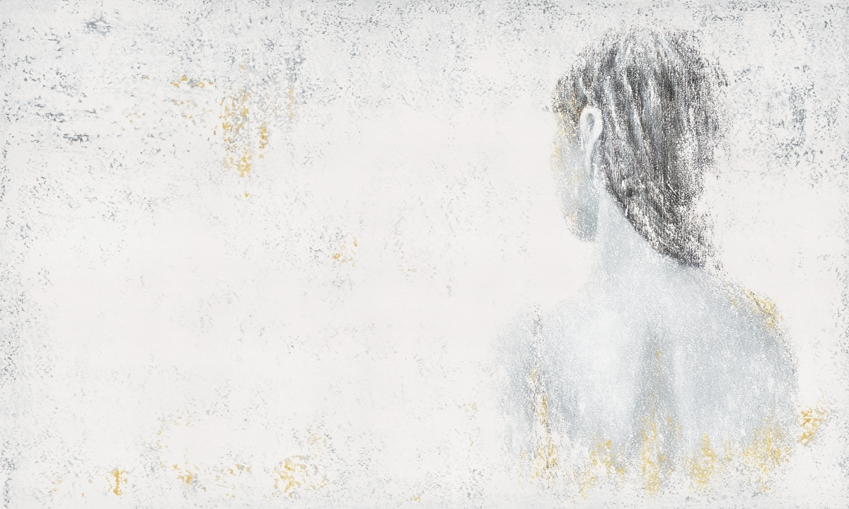 tapeta na wymiar WallArt do salonu – artystyczny portret w szarościach i bieli