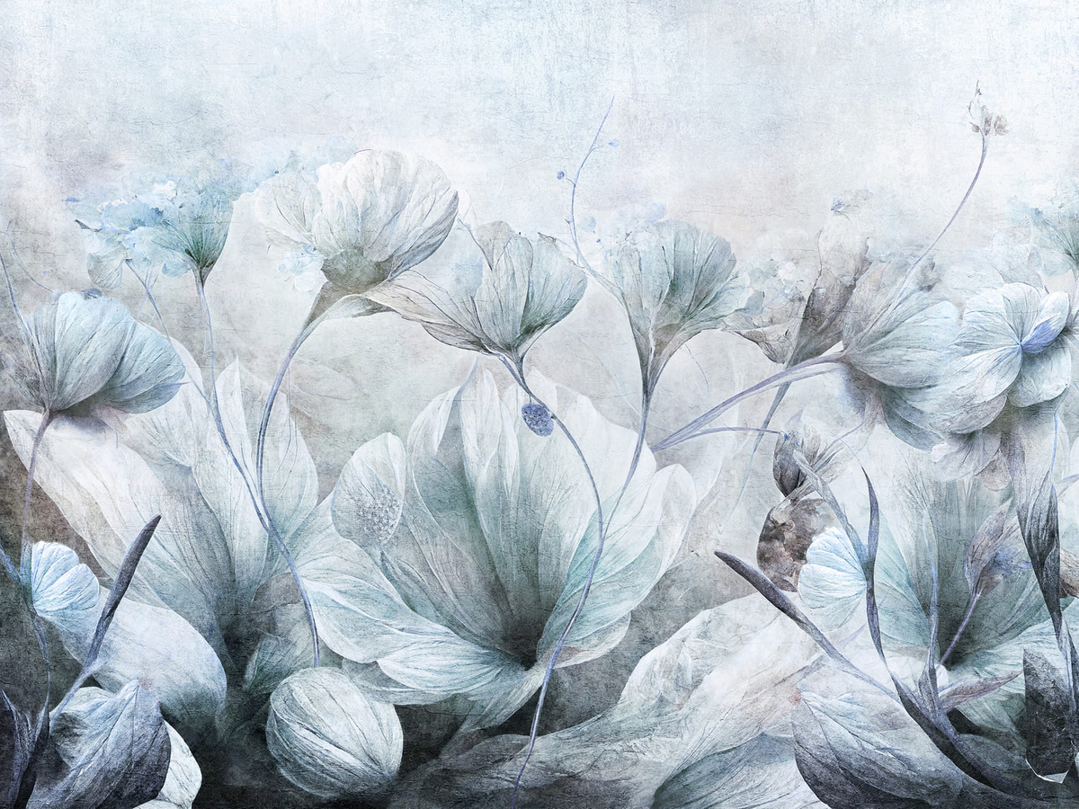 Tapeta kwiaty Armona WallCraft 825322401 - delikatny, chłodny mural kwiatowy