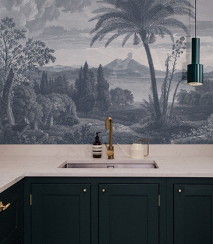 Tapeta Tropical Volcano Vista blue