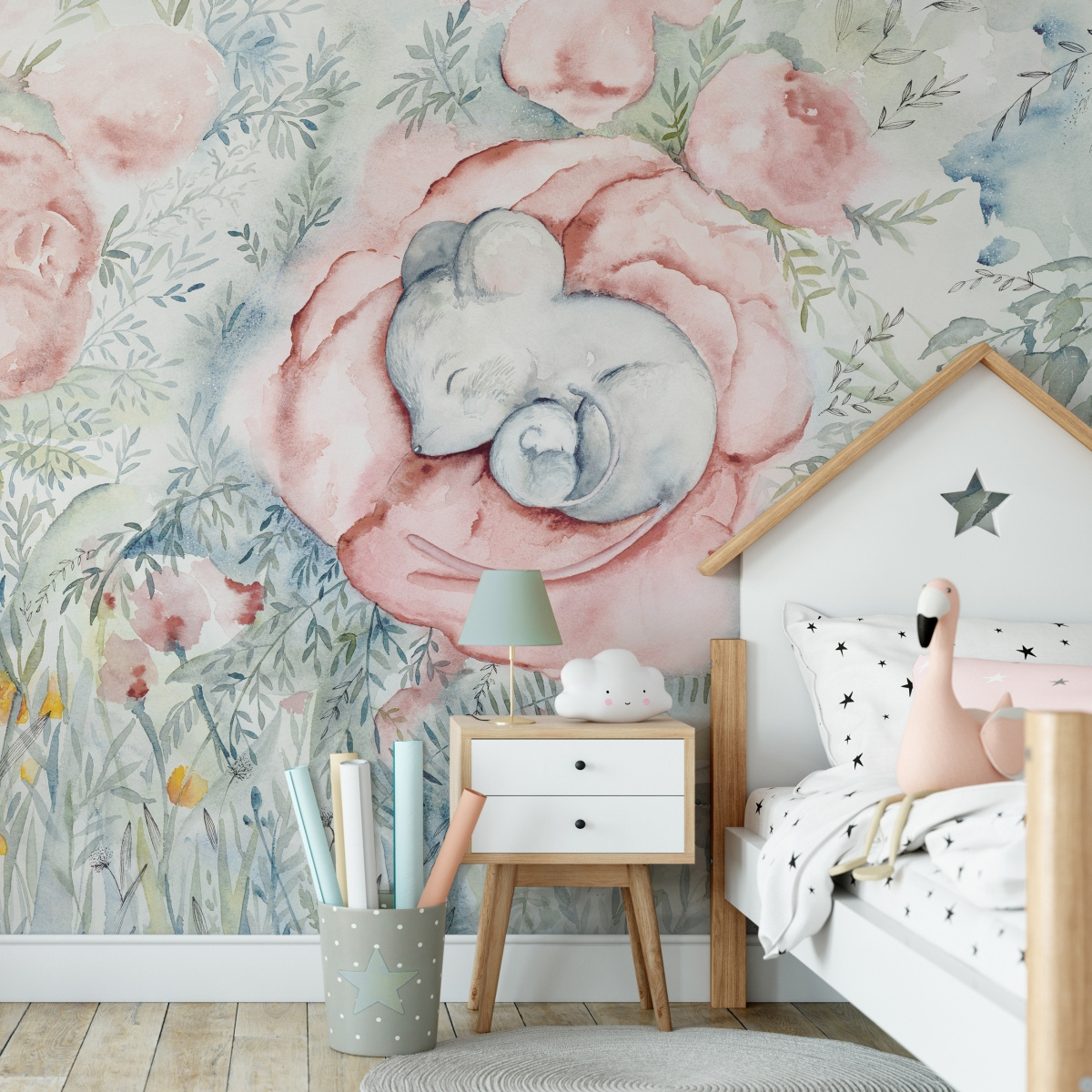 Fototapeta Little Nap WallArt - winylowa tapeta do pokoju dziecięcego z pastelowym motywem