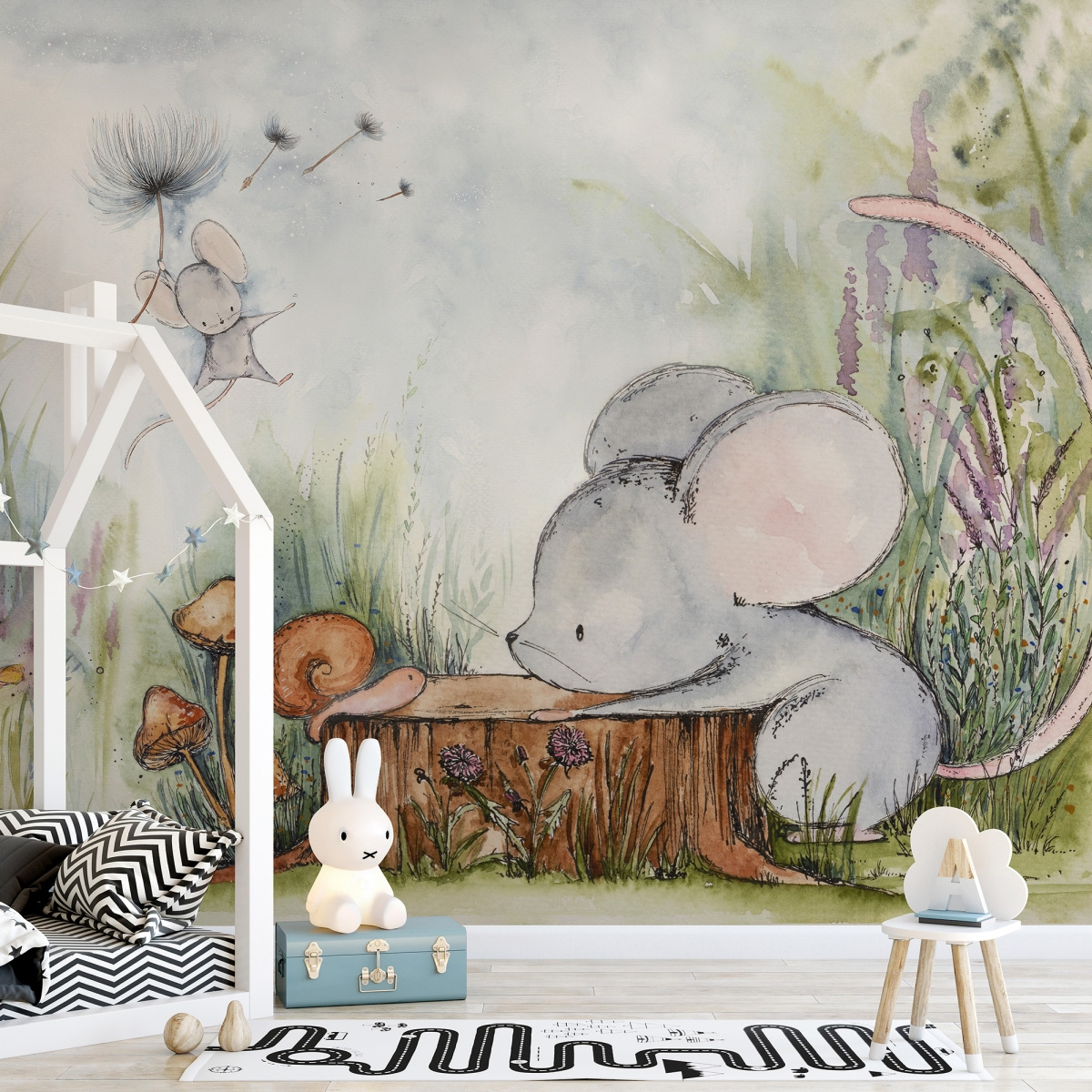 tapeta na wymiar WallArt do pokoju dziecięcego – motyw Mice Adventure z myszkami