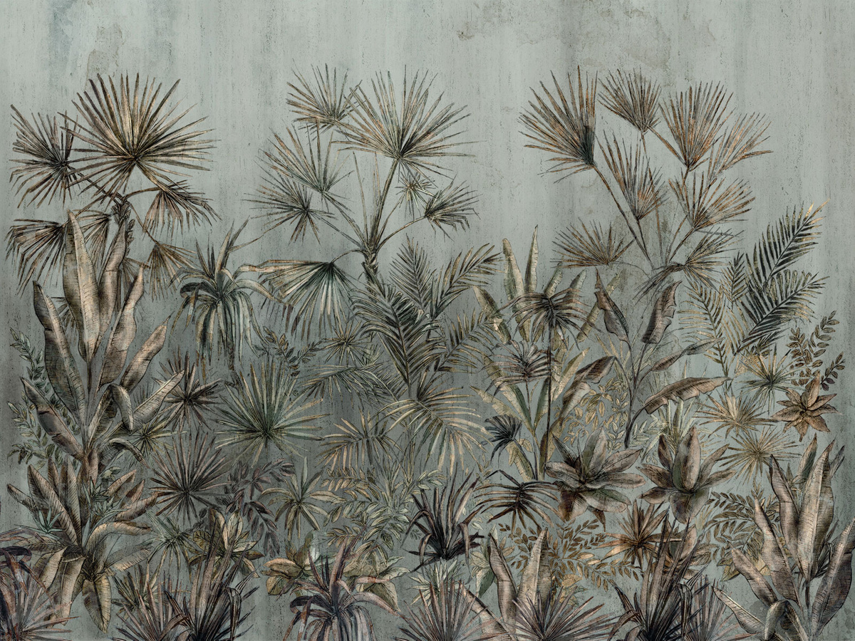 Fototapeta PASSIFLORA 340 32 2101 WallCraft – roślinny mural ścienny w odcieniach szarości i zieleni