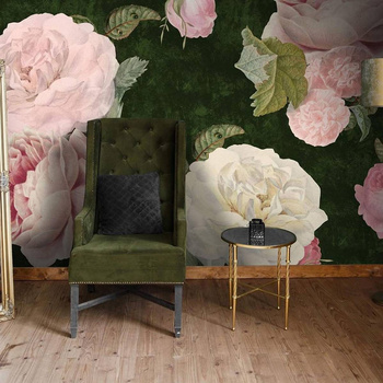 Roses Dark Green - tapeta Wallart