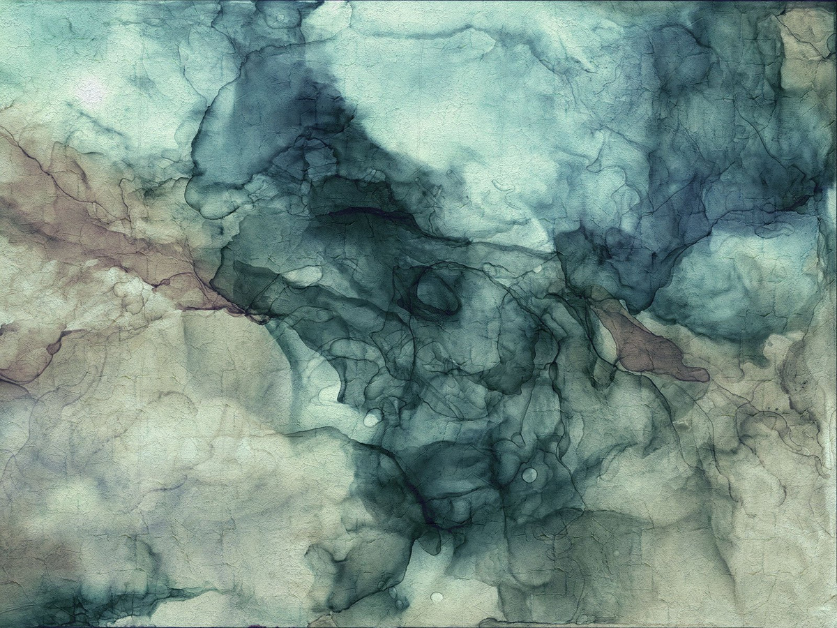 Fototapeta LIGENN 345 34 2101 WallCraft – abstrakcyjny mural ścienny w chłodnej kolorystyce zieleni i szarości