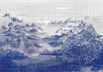 7900023 - panel Kami Blue Spirulina Random Chinoiseries II Coordonne