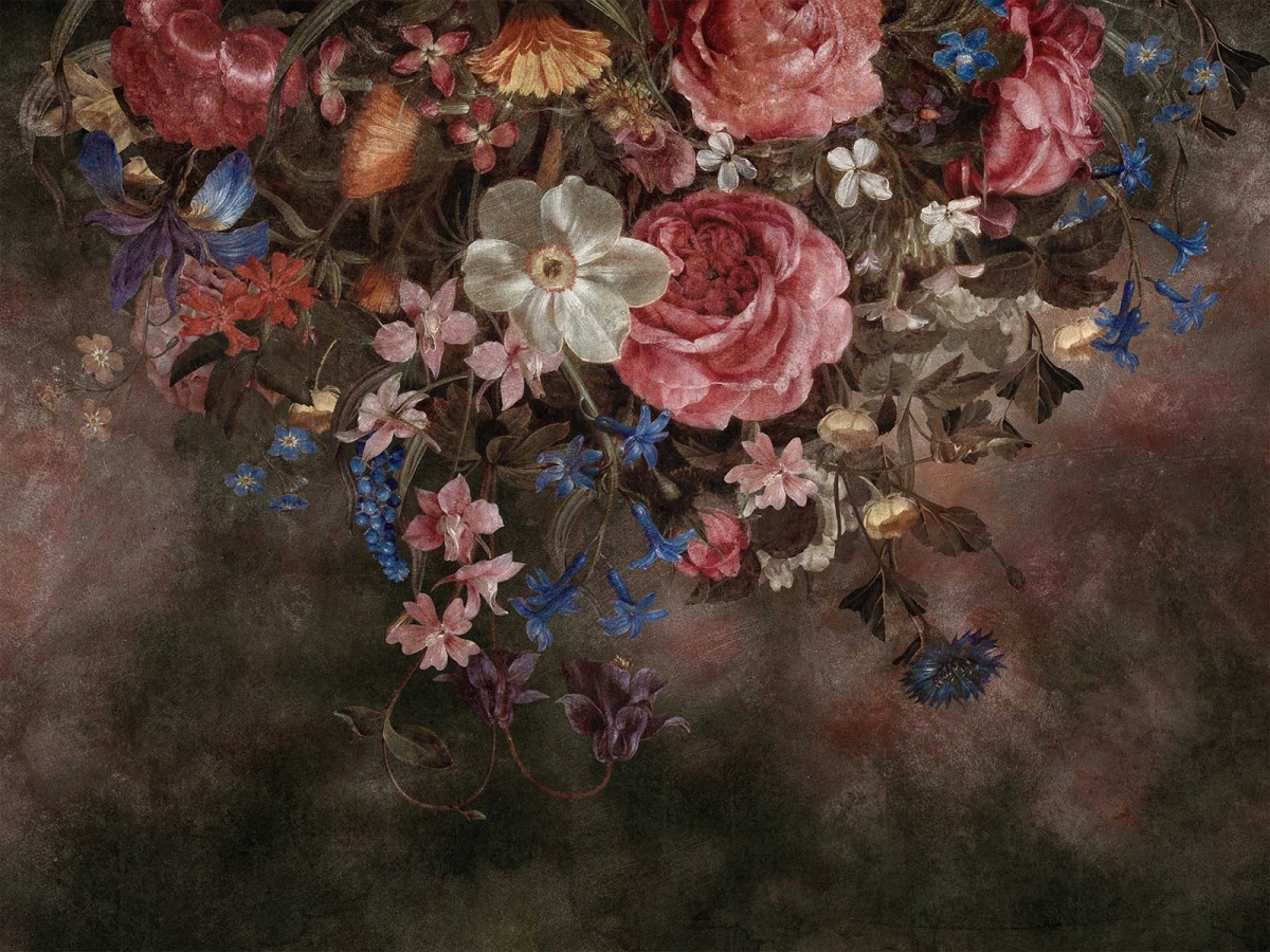 Zbliżenie na kompozycję kwiatową tapety Vivien 590 31 2201 WallCraft.