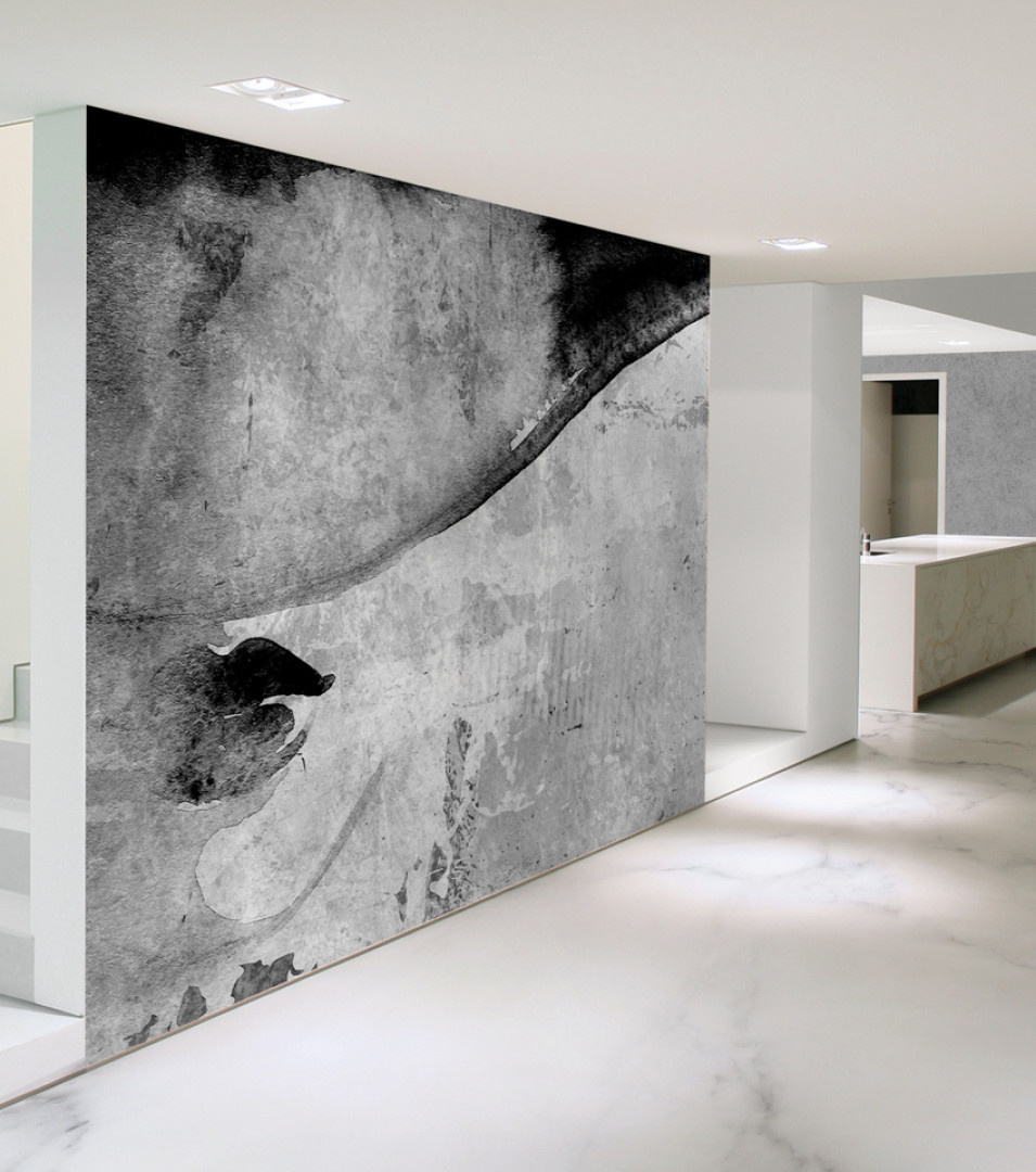 tapeta na wymiar RAUV abstrakcja czarno-biała do nowoczesnego salonu z kuchnią