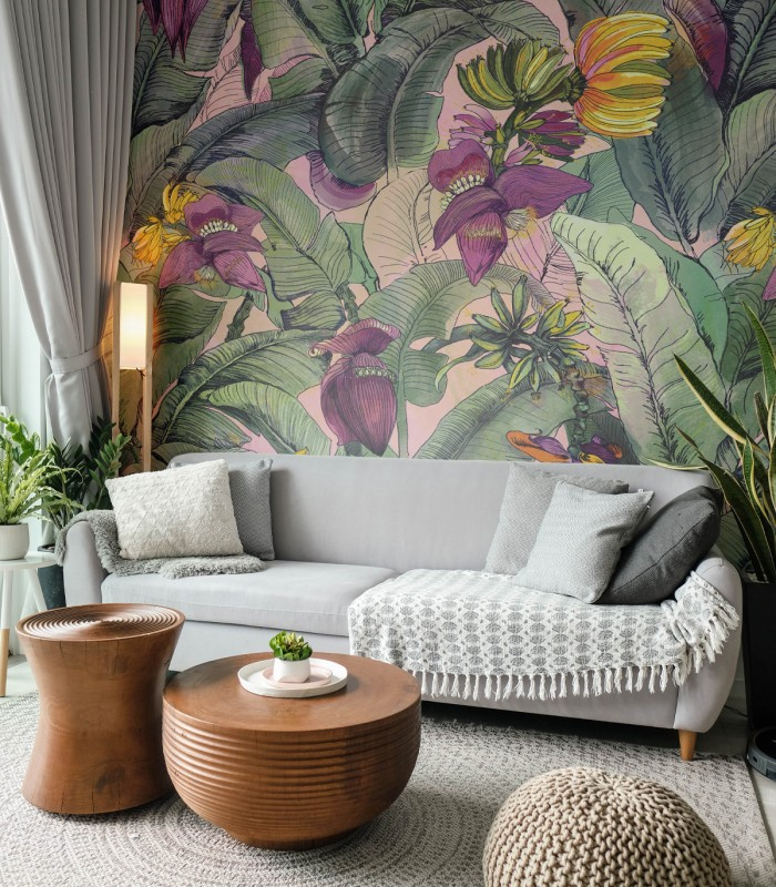 Tapeta Banana Tree Wallcolors we wnętrzu salonu