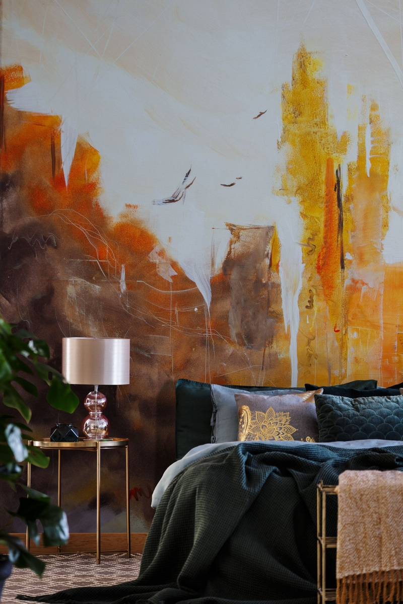 tapeta na wymiar WallArt do salonu – motyw abstrakcyjny w ciepłych kolorach