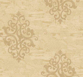 AF41115 - tapeta Eastern Garden Monotone with Damask Sumi Wallquest