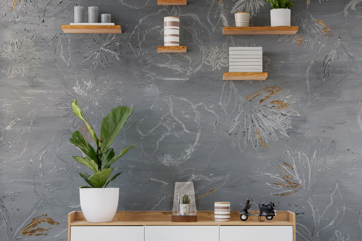 tapeta na wymiar WallArt do salonu – motyw abstrakcyjny metaliczny Grati