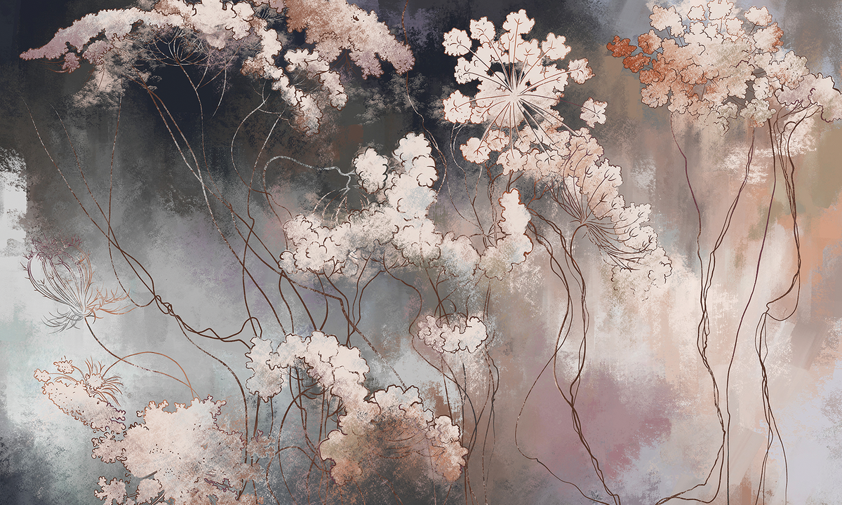 Tapeta na wymiar RAUV Tapeta w różowe kwiatki do salonu na podkładzie premium