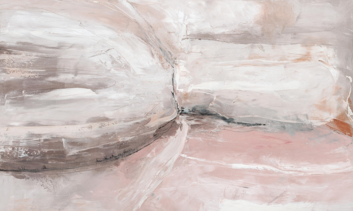 Tapeta artystyczna panoramiczna do sypialni – wzór Quartz w odcieniach beżu i bieli