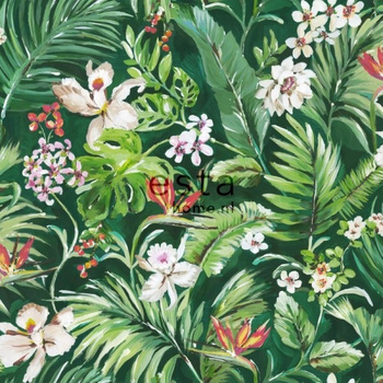 151-158893 - panel XXL Tropical Leaves And Flowers Emerald Jungle Fever Esta Home