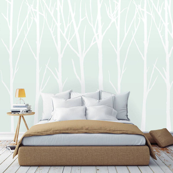 Bare Trees miętowy - tapeta Wallart