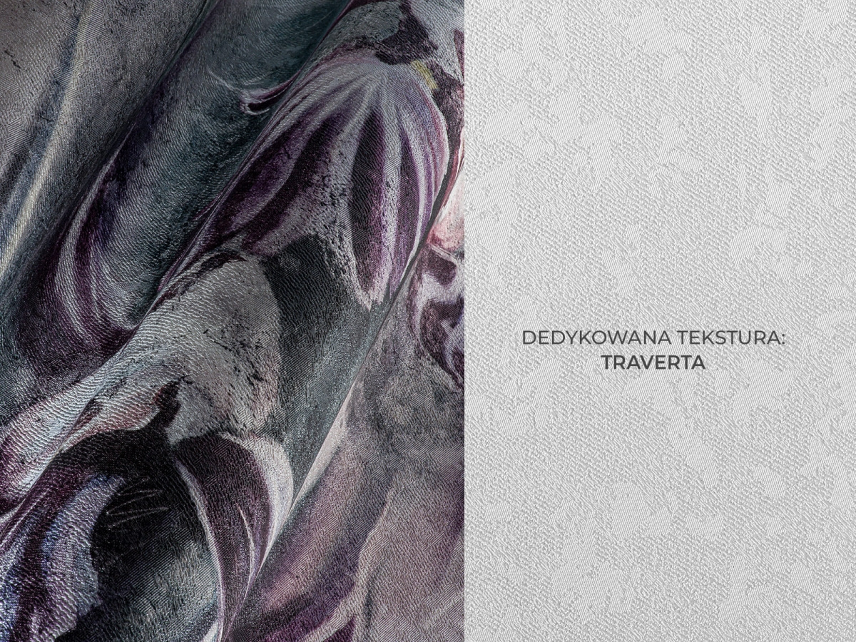 Zbliżenie fototapety IRIS 545 31 2201 WallCraft z dedykowaną strukturą Traverta