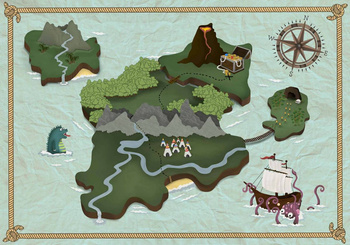 9700070 - panel Treasure Map Mint Mies Coordonne