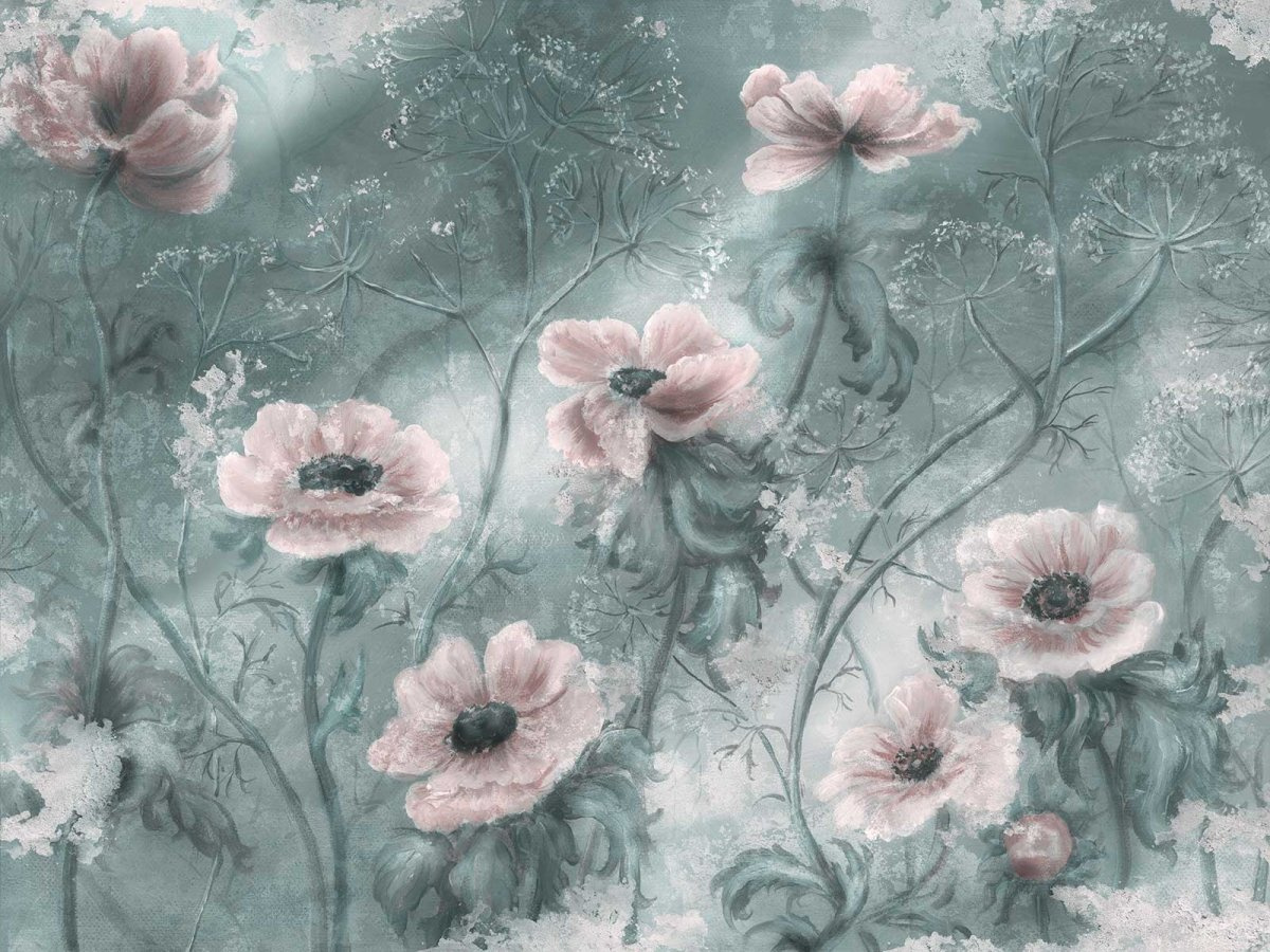 FOTOTAPETA FLORI 540 32 2201 WALLCRAFT na ścianie – malarski motyw kwiatowy w stonowanych barwach